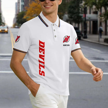 [SUPER SALE] NEW CUSTOMIZED NHL06 NJD NEW JERSEY DEVILS POLO SHIRT