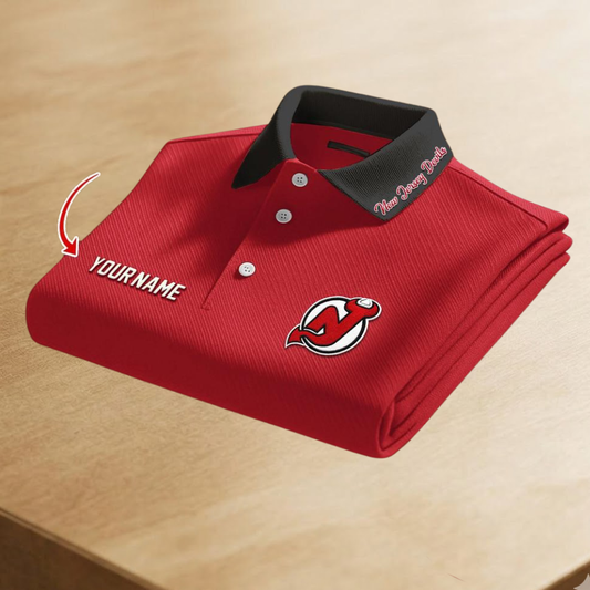 [SUPER SALE] NEW CUSTOMIZED NHL06 NJD NEW JERSEY DEVILS POLO SHIRT