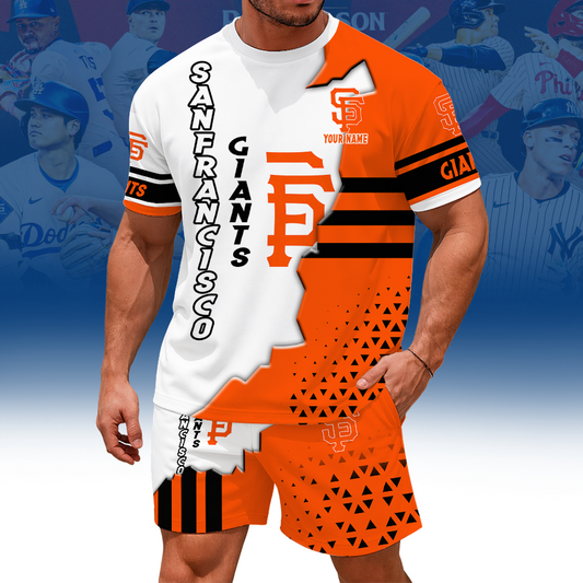 [FLASH SALE] NEW CUSTOMIZED MLB06 SFG SAN FRANCISCO GIANTS UNISEX T-SHIRT & SHORTS SET
