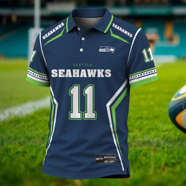 [SPECIAL OFFER] NEW CUSTOMIZED NFL06 SSH SEATTLE SEAHAWKS POLO SHIRT