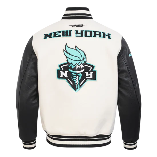 LIMITED EDITION - NEW CUSTOMIZED WNBA10 NYL NY LIBERTY BASEBALL JACKET, SATIN VARSITY JACKET 06
