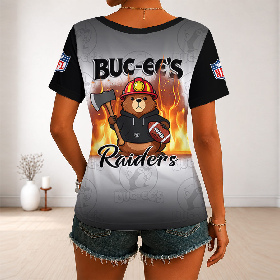 [SPECIAL OFFER] NEW CUSTOMIZED NFL07 LVR LAS VEGAS RAIDERS BUC-EE'S V-NECK FEMALE SHIRT
