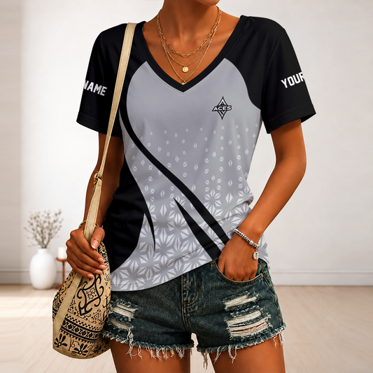 [FAN FAVORITE] NEW CUSTOMIZED WNBA07 LVA LAS VEGAS ACES V-NECK FEMALE SHIRT