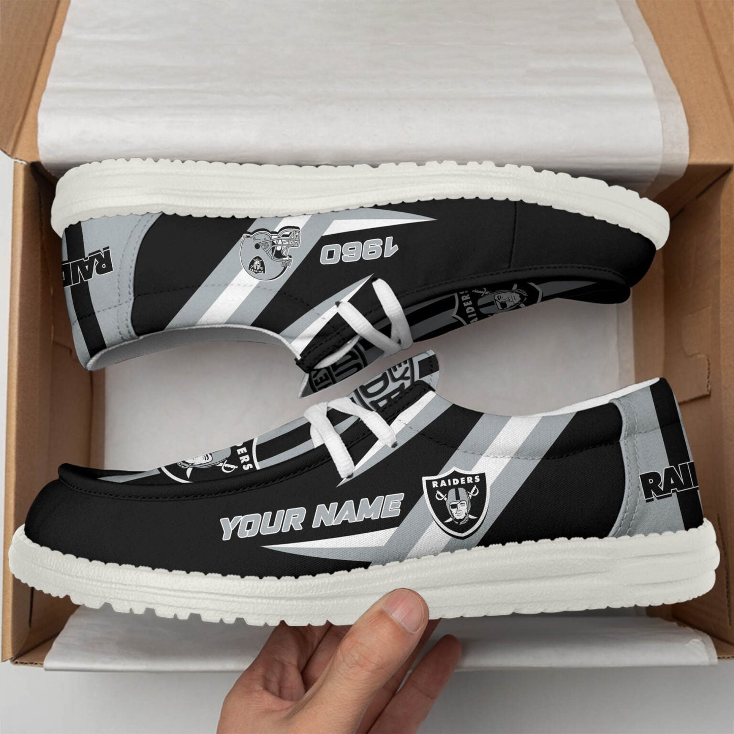[SPECIAL OFFER] NEW CUSTOMIZED NFL07 LVR LAS VEGAS RAIDERS LOAFER SHOES