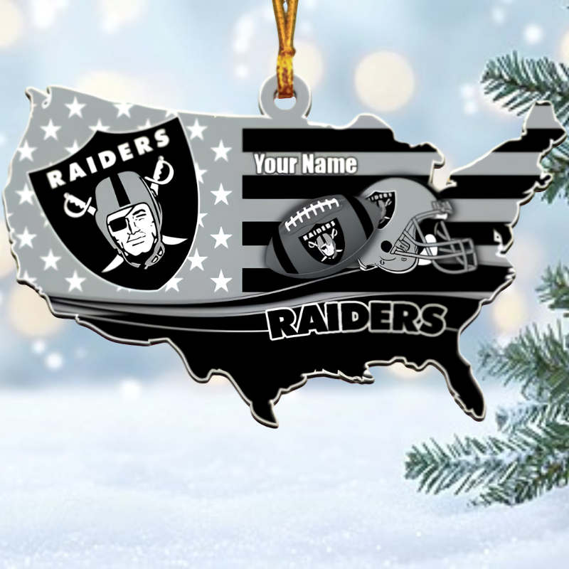 [SPECIAL OFFER] NEW CUSTOMIZED NFL07 LVR LAS VEGAS RAIDERS CHRISTMAS ACRYLIC ORNAMENT