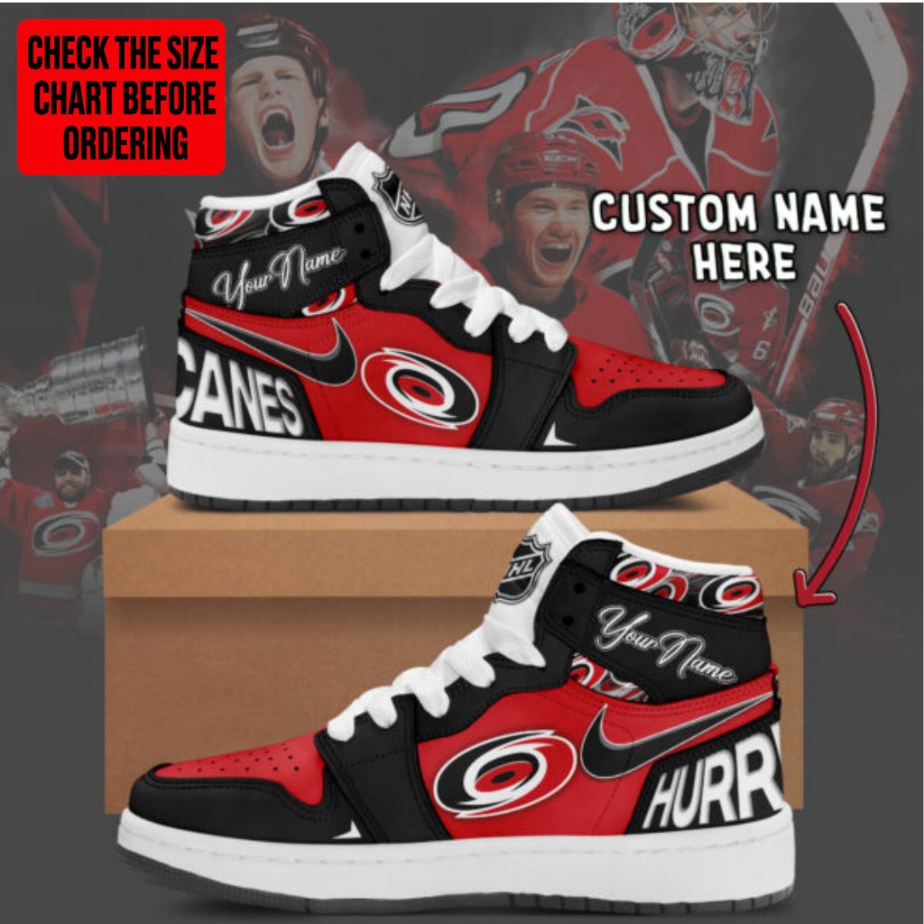 [SUPER SALE] NEW CUSTOMIZED NHL07 CLH CAROLINA HURRICANES AIR JORDAN SNEAKERS