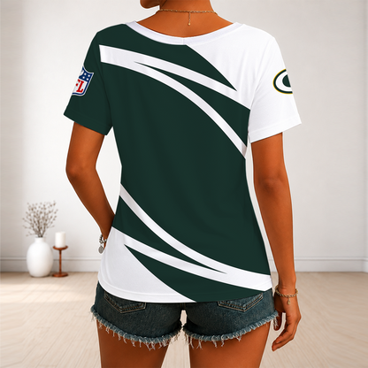 [SPECIAL OFFER] NEW CUSTOMIZED NFL08 GBP GREEN BAY PACKERS V-NECK FEMALE SHIRT