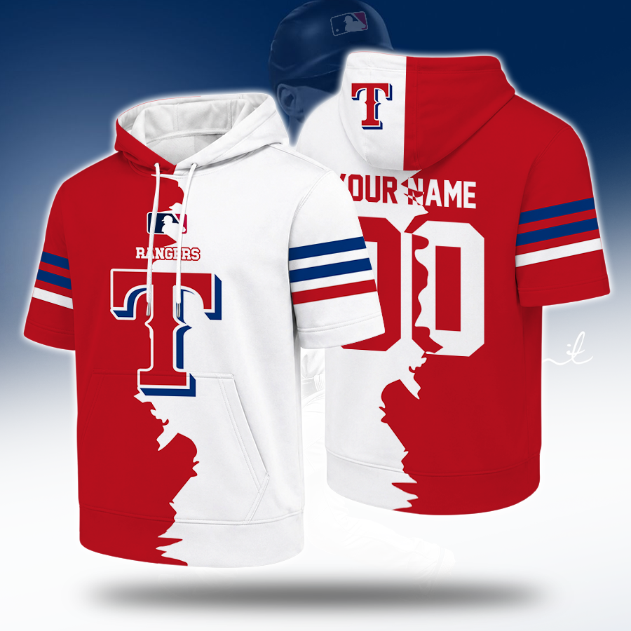 [FLASH SALE] NEW CUSTOMIZED MLB08 TRS TEXAS RANGERS SHORT SLEEVE HOODIE