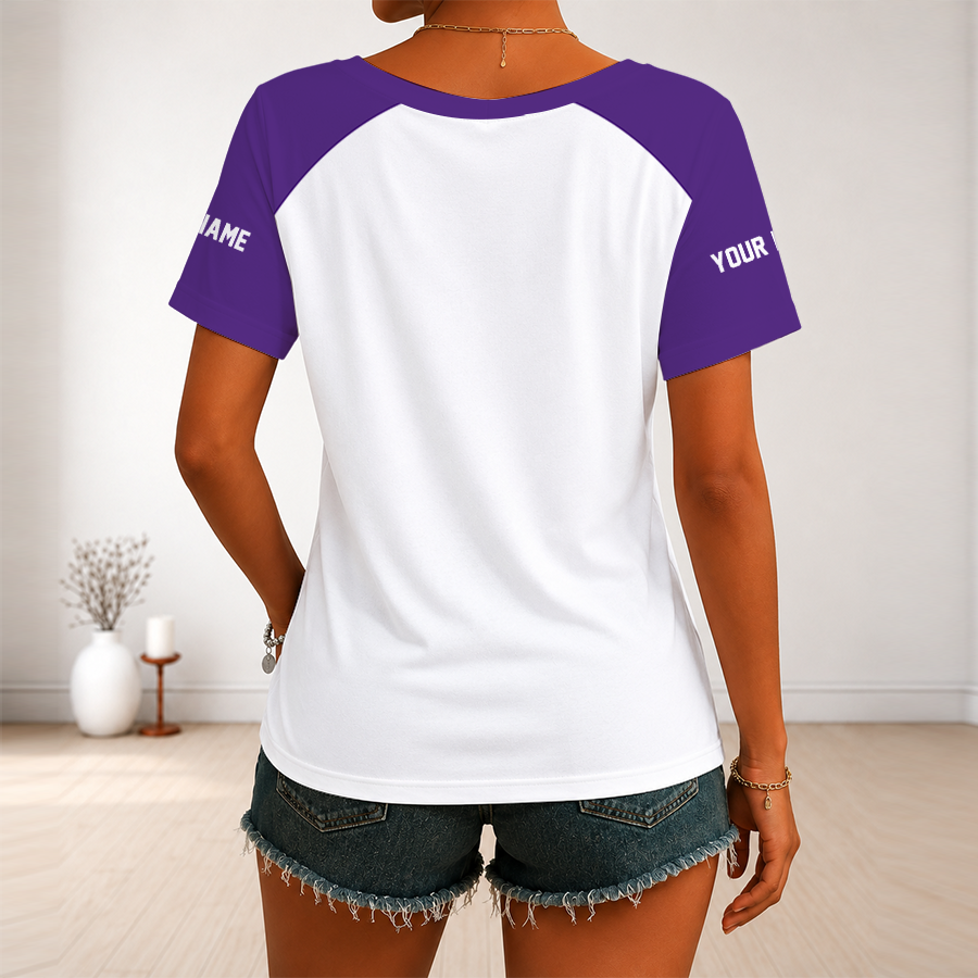 [FAN FAVORITE] NEW CUSTOMIZED WNBA08 LAS LOS ANGELES SPARKS V-NECK FEMALE SHIRT