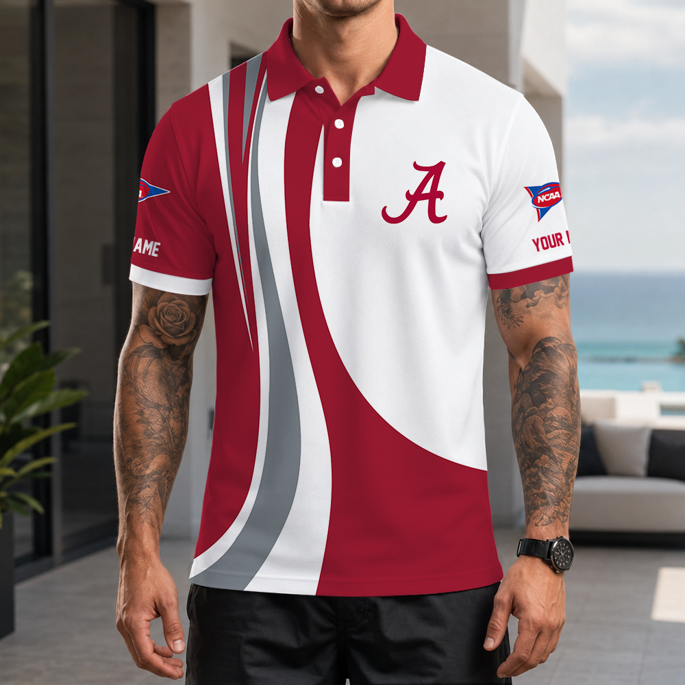 [FAN FAVORITE] NEW CUSTOMIZED NCAA FBS08 ABC ALABAMA CRIMSON TIDE POLO SHIRT