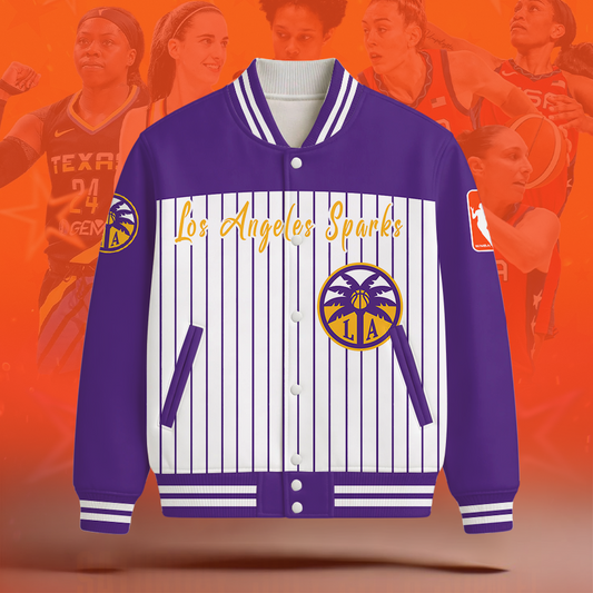 [FAN FAVORITE] NEW CUSTOMIZED WNBA08 LAS LOS ANGELES SPARKS BASEBALL JACKET