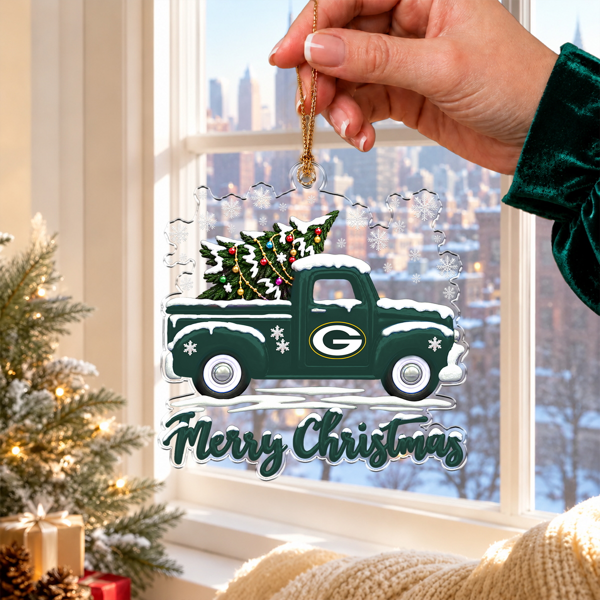 [SPECIAL OFFER] NEW CUSTOMIZED NFL08 GBP GREEN BAY PACKERS CHRISTMAS ACRYLIC ORNAMENT