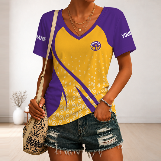 [FAN FAVORITE] NEW CUSTOMIZED WNBA08 LAS LOS ANGELES SPARKS V-NECK FEMALE SHIRT