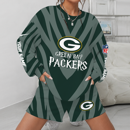 [SPECIAL OFFER] NEW CUSTOMIZED NFL08 GBP GREEN BAY PACKERS UNISEX SWEATSHIRT & SHORTS SET