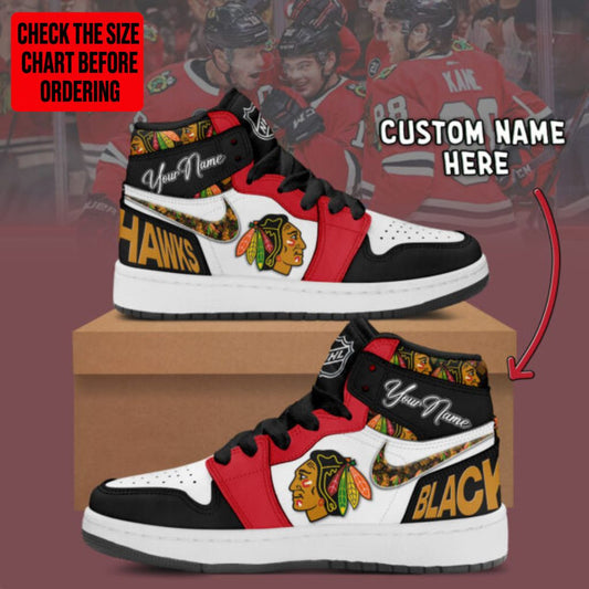 [SUPER SALE] NEW CUSTOMIZED NHL08 CBH CHICAGO BLACKHAWKS AIR JORDAN SNEAKERS