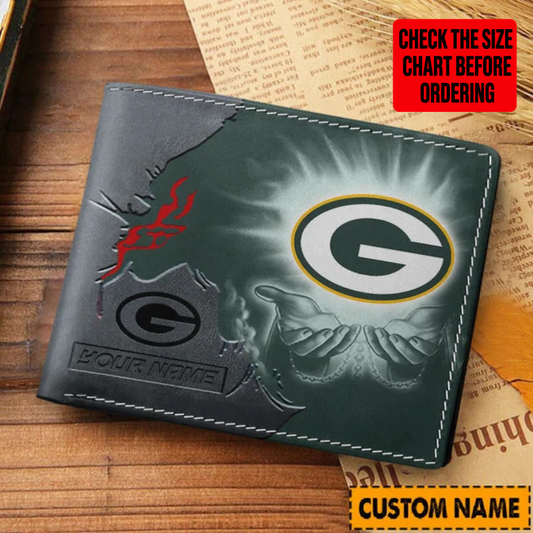 [SPECIAL OFFER] NEW CUSTOMIZED NFL08 GBP GREEN BAY PACKERS LEATHER WALLET