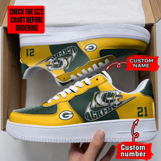 [SPECIAL OFFER] NEW CUSTOMIZED NFL08 GBP GREEN BAY PACKERS AF1 SHOES
