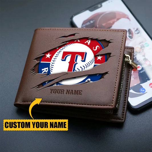 [FLASH SALE] NEW CUSTOMIZED MLB08 TRS TEXAS RANGERS LEATHER WALLET