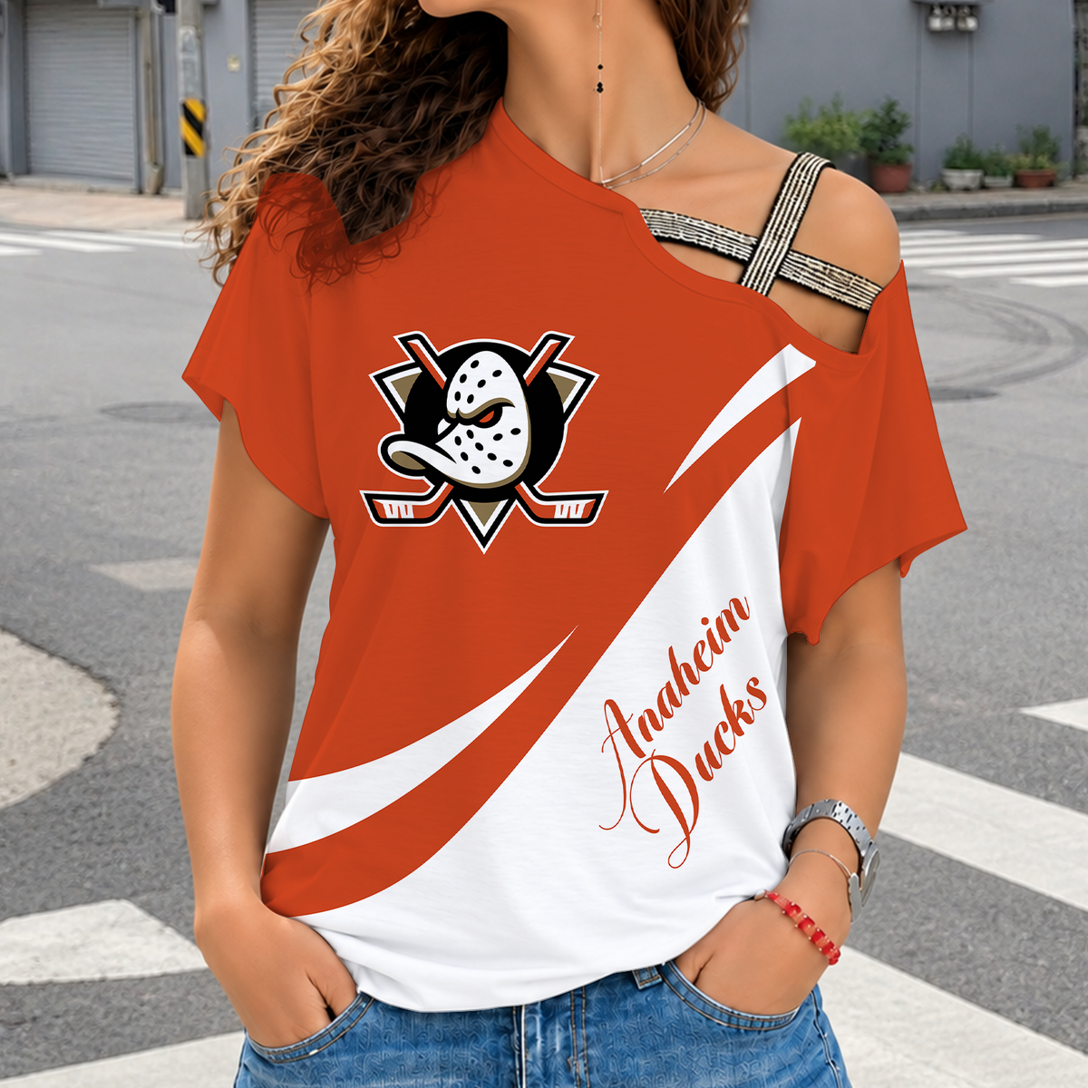 [SUPER SALE] NEW CUSTOMIZED NHL09 AHD ANAHEIM DUCKS SHOULDER SHIRT