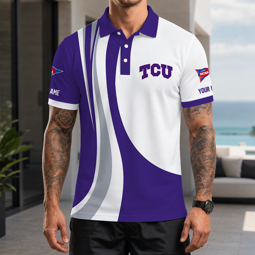 [FAN FAVORITE] NEW CUSTOMIZED NCAA FBS09 THF TCU HORNED FROGS POLO SHIRT