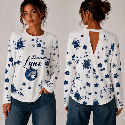 [FAN FAVORITE] NEW CUSTOMIZED WNBA09 MNL MINNESOTA LYNX WOMEN'S BACK V-CUT LONG-SLEEVE SHIRT