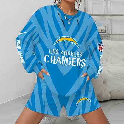 [SPECIAL OFFER] NEW CUSTOMIZED NFL09 LAC LOS ANGELES CHARGERS UNISEX SWEATSHIRT & SHORTS SET