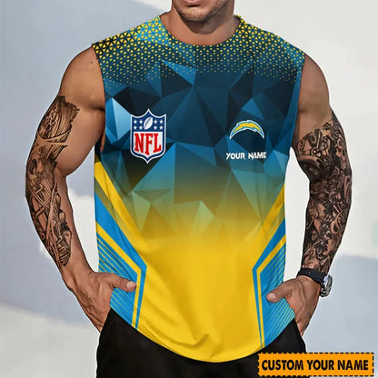 [SPECIAL OFFER] NEW CUSTOMIZED NFL09 LAC LOS ANGELES CHARGERS MEN'S GYM SHIRT