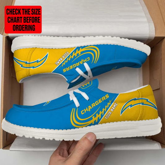 [SPECIAL OFFER] NEW CUSTOMIZED NFL09 LAC LOS ANGELES CHARGERS LOAFER SHOES