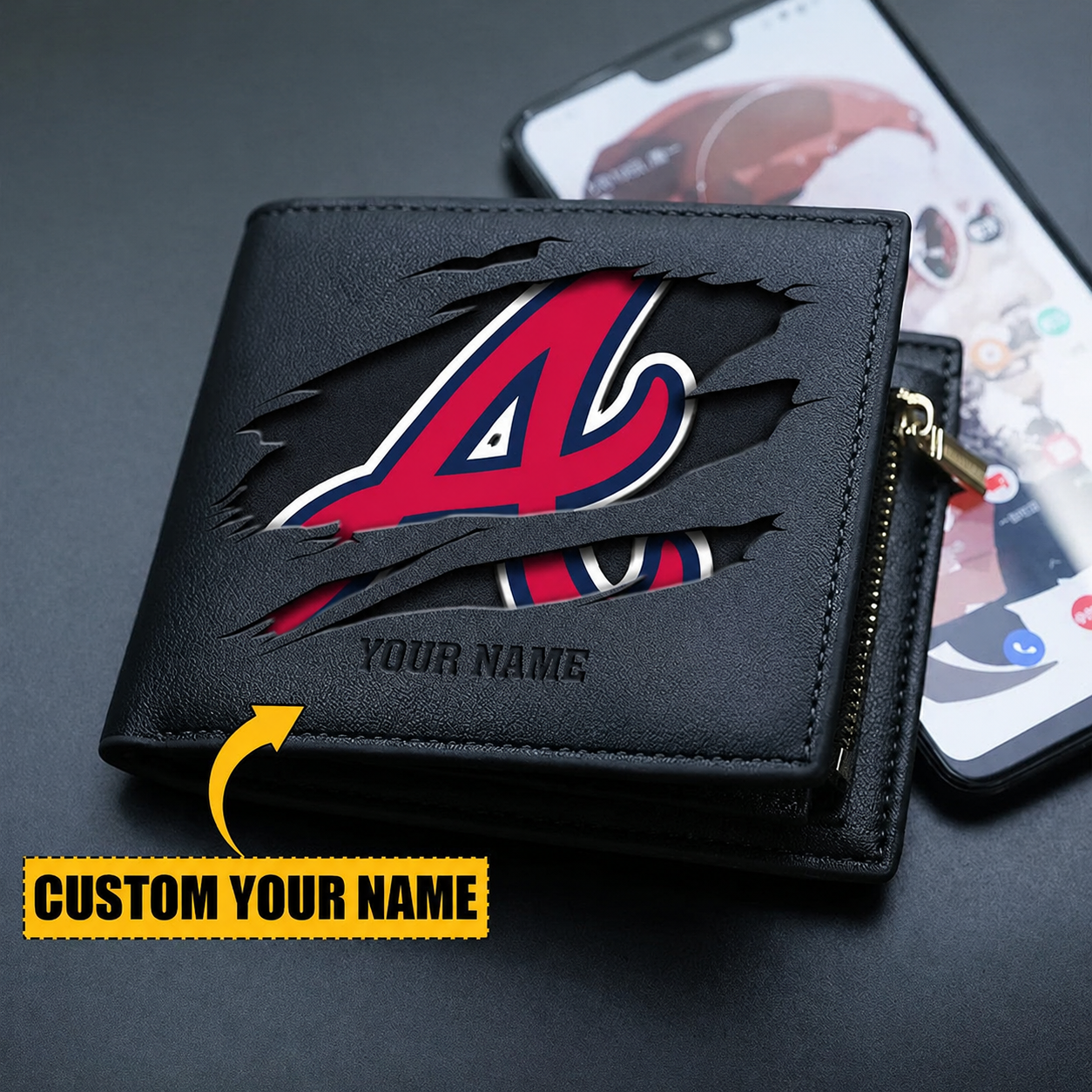 [FLASH SALE] NEW CUSTOMIZED MLB09 ABS ATLANTA BRAVES LEATHER WALLET