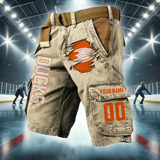 [SUPER SALE] NEW CUSTOMIZED NHL09 AHD ANAHEIM DUCKS CARGO SHORTS