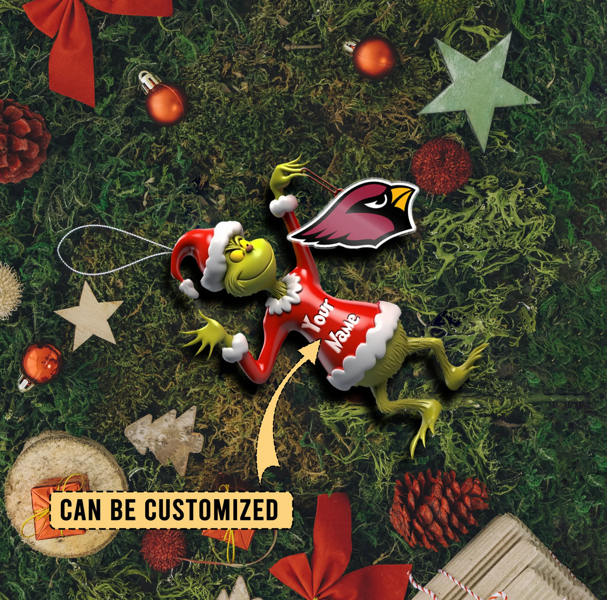 [SPECIAL OFFER] NEW CUSTOMIZED NFL20 ARC ARIZONA CARDINALS CHRISTMAS ACRYLIC ORNAMENT