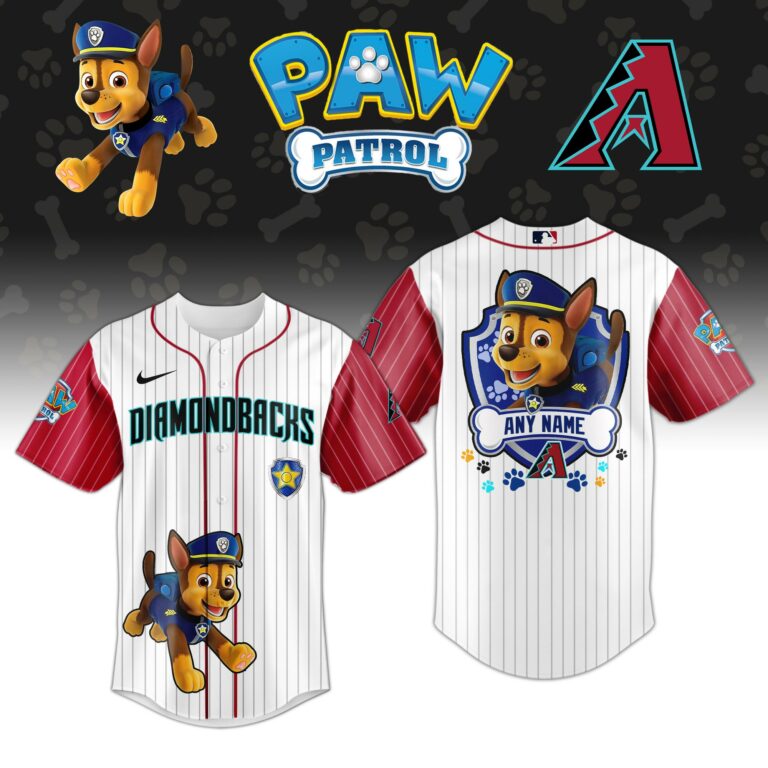 [FLASH SALE] NEW CUSTOMIZED MLB07 ADS ARIZONA DIAMONDBACKS x PAW PATROL BASEBALL JERSEY & CAP