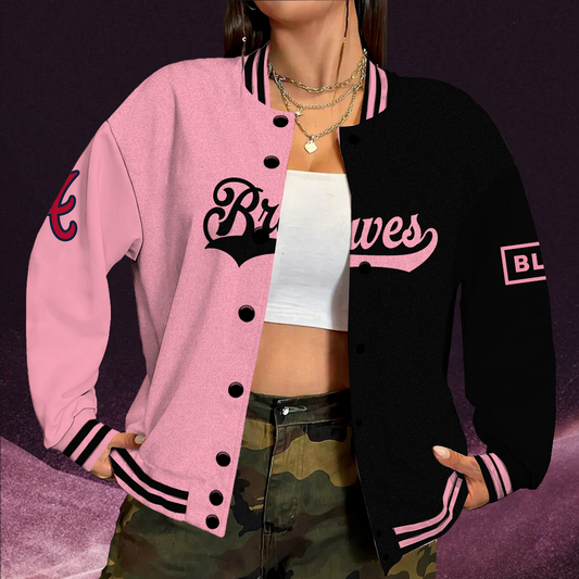 [FLASH SALE] NEW CUSTOMIZED MLB09 ABS ATLANTA BRAVES SATIN VARSITY & BASEBALL JACKET