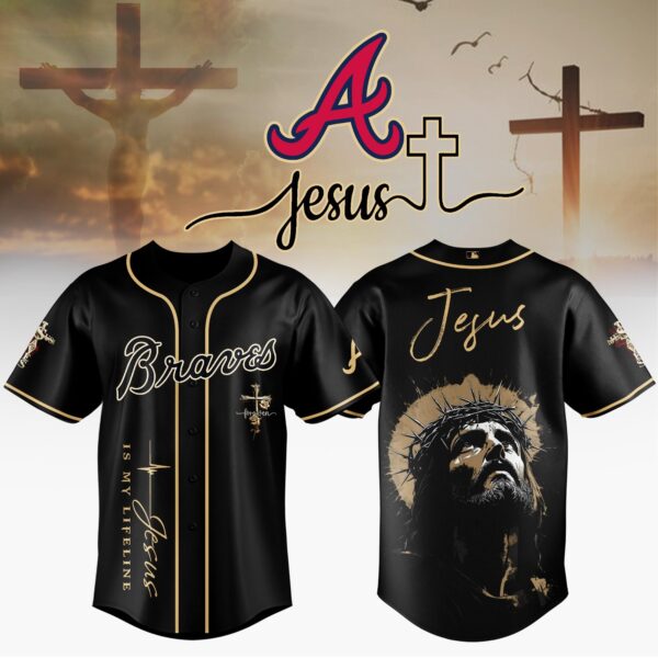 [FLASH SALE] NEW CUSTOMIZED MLB09 ABS ATLANTA BRAVES x JESUS CHRIST BASEBALL JERSEY
