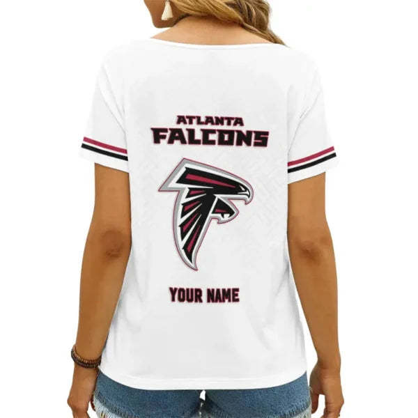 [SPECIAL OFFER] NEW CUSTOMIZED NFL18 ATF ATLANTA FALCONS V-NECK FEMALE SHIRT