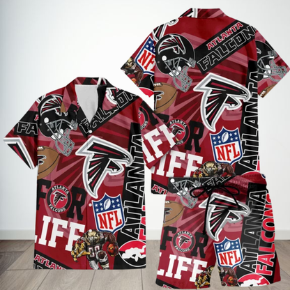 [SPECIAL OFFER] NEW CUSTOMIZED NFL18 ATF ATLANTA FALCONS UNISEX HAWAIIAN SHIRT & SHORTS SET