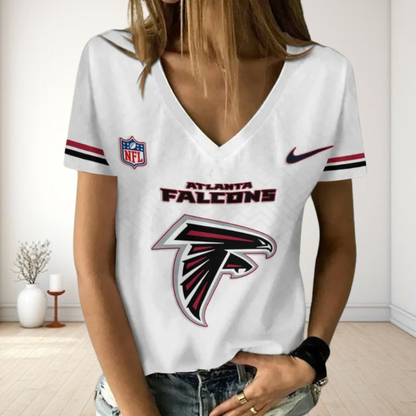 [SPECIAL OFFER] NEW CUSTOMIZED NFL18 ATF ATLANTA FALCONS V-NECK FEMALE SHIRT