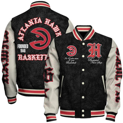 [HOT DEAL] NEW CUSTOMIZED NBA17 AHA ATLANTA HAWKS BASEBALL JACKET, SATIN VARSITY JACKET