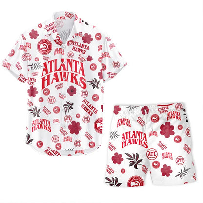 [HOT DEAL] NEW CUSTOMIZED NBA17 AHA ATLANTA HAWKS UNISEX HAWAIIAN SHIRT & SHORTS SET