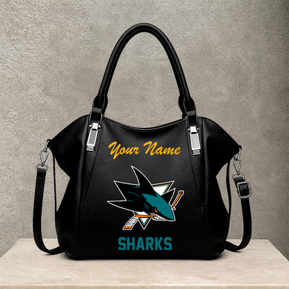 [SUPER SALE] NEW CUSTOMIZED NHL32 SJS SAN JOSE SHARKS SHOULDER HANDBAG