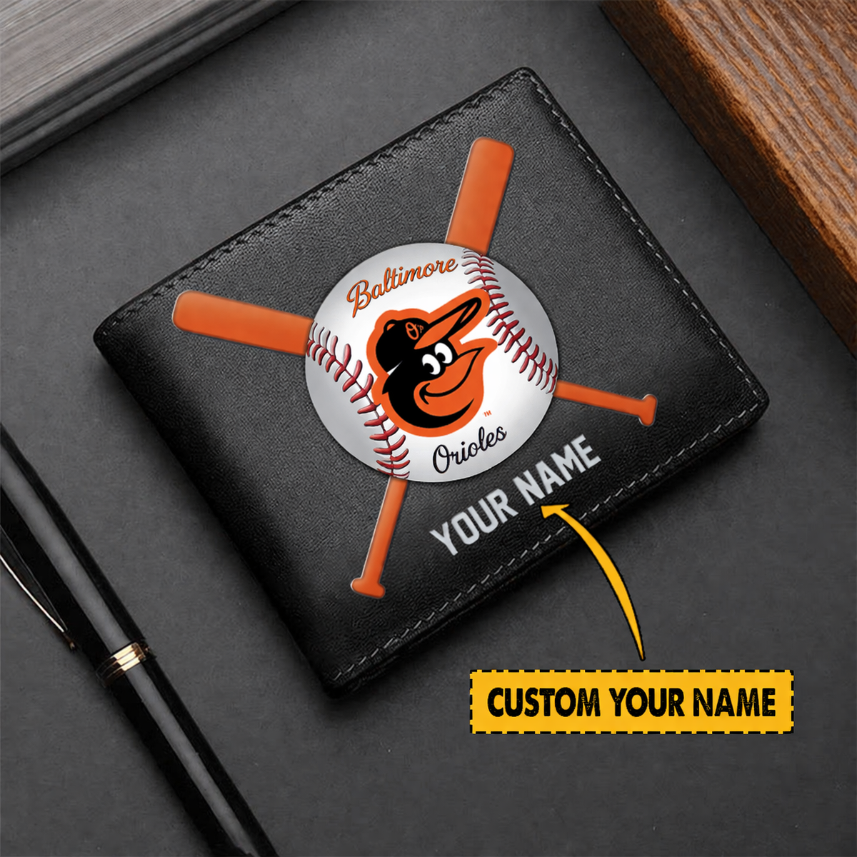 [FLASH SALE] NEW CUSTOMIZED MLB25 BOS BALTIMORE ORIOLES LEATHER WALLET