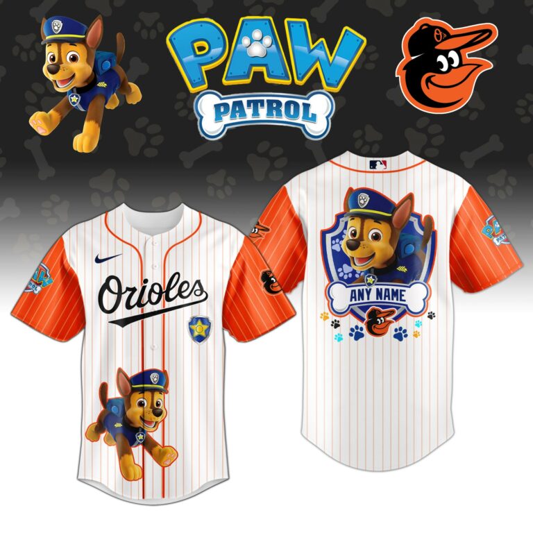 [FLASH SALE] NEW CUSTOMIZED MLB25 BOS BALTIMORE ORIOLES x PAW PATROL BASEBALL JERSEY & CAP