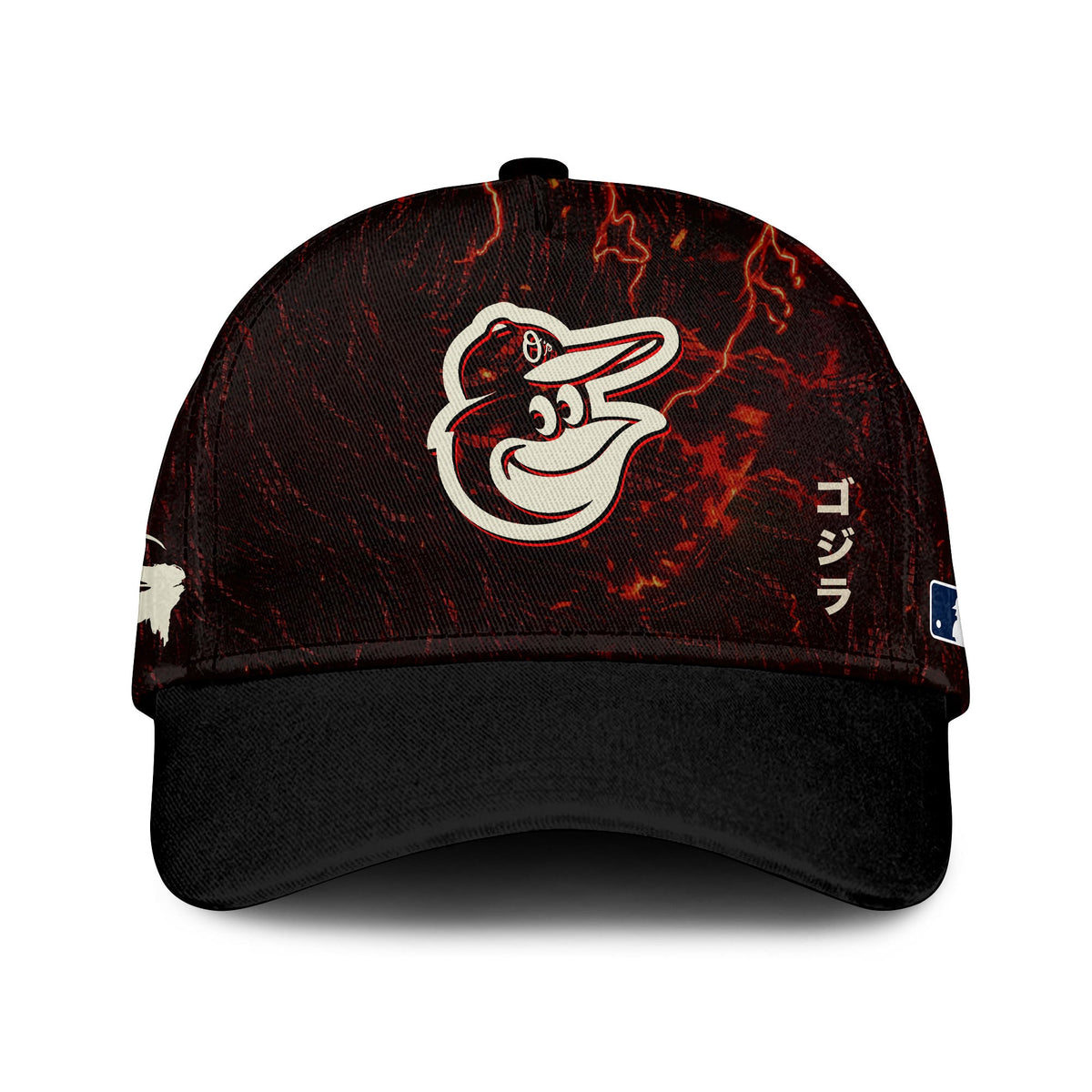 [FLASH SALE] NEW CUSTOMIZED MLB25 BOS BALTIMORE ORIOLES x GODZILLA BASEBALL JERSEY & CAP
