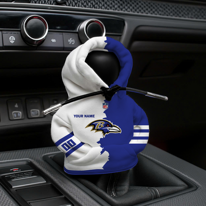 [SPECIAL OFFER] NEW CUSTOMIZED NFL28 BTR BALTIMORE RAVENS CAR HOODIE SHIFT KNOB