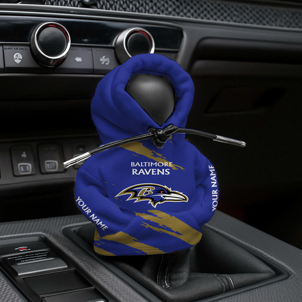 [SPECIAL OFFER] NEW CUSTOMIZED NFL28 BTR BALTIMORE RAVENS CAR HOODIE SHIFT KNOB COVER