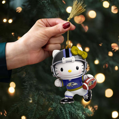 [SPECIAL OFFER] NEW CUSTOMIZED NFL28 BTR BALTIMORE RAVENS HELLO KITTY ACRYLIC ORNAMENT