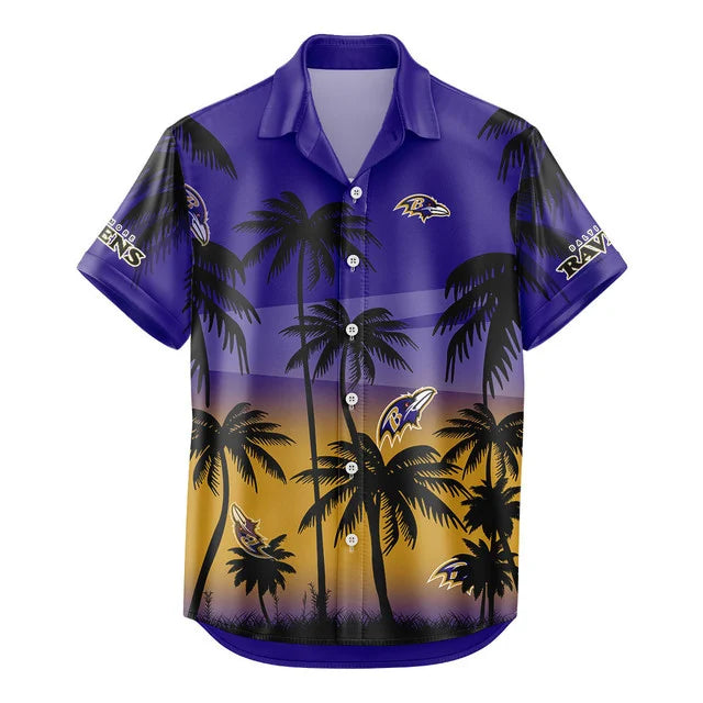 [SPECIAL OFFER] NEW CUSTOMIZED NFL28 BTR BALTIMORE RAVENS UNISEX HAWAIIAN SHIRT & SHORTS SET