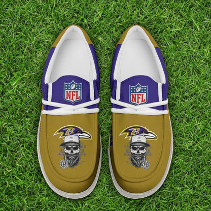 LIMITED EDITION - NEW CUSTOMIZED NFL28 BTR BALTIMORE RAVENS LOAFER SHOES