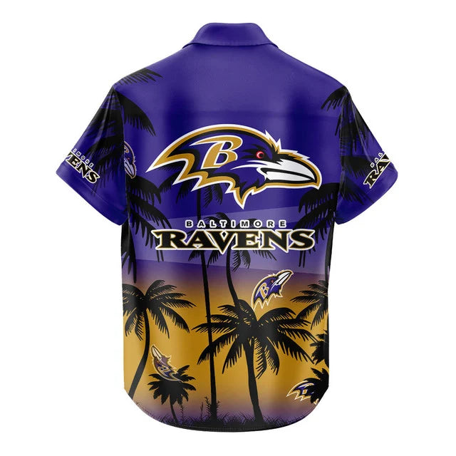 [SPECIAL OFFER] NEW CUSTOMIZED NFL28 BTR BALTIMORE RAVENS UNISEX HAWAIIAN SHIRT & SHORTS SET
