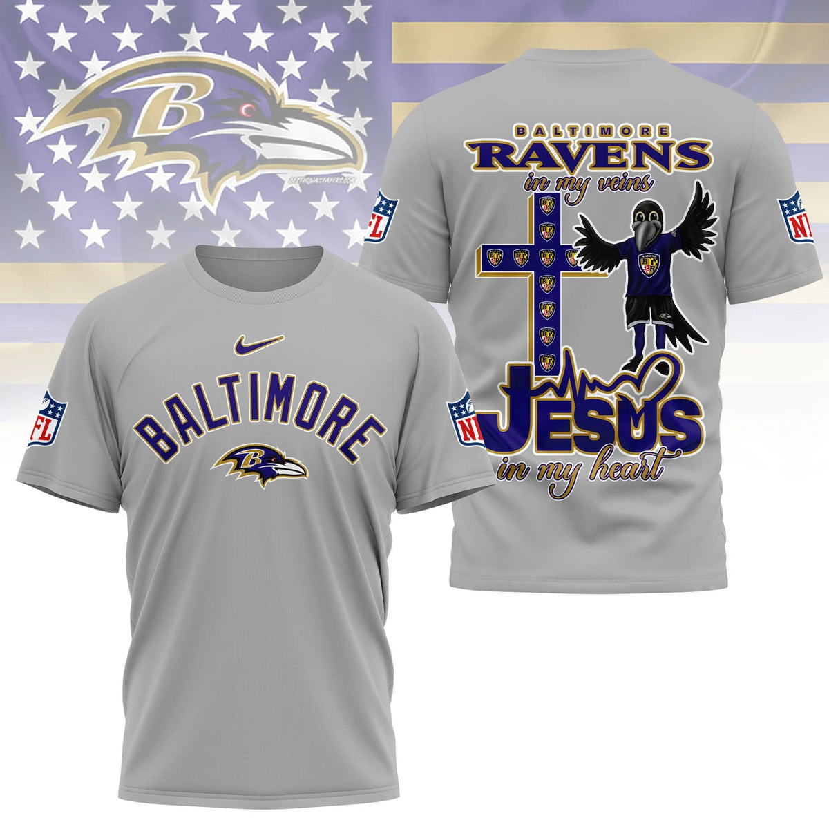 [SPECIAL OFFER] NEW CUSTOMIZED NFL28 BTR BALTIMORE RAVENS T-SHIRT | MULTIPLE COLORS AVAILABLE